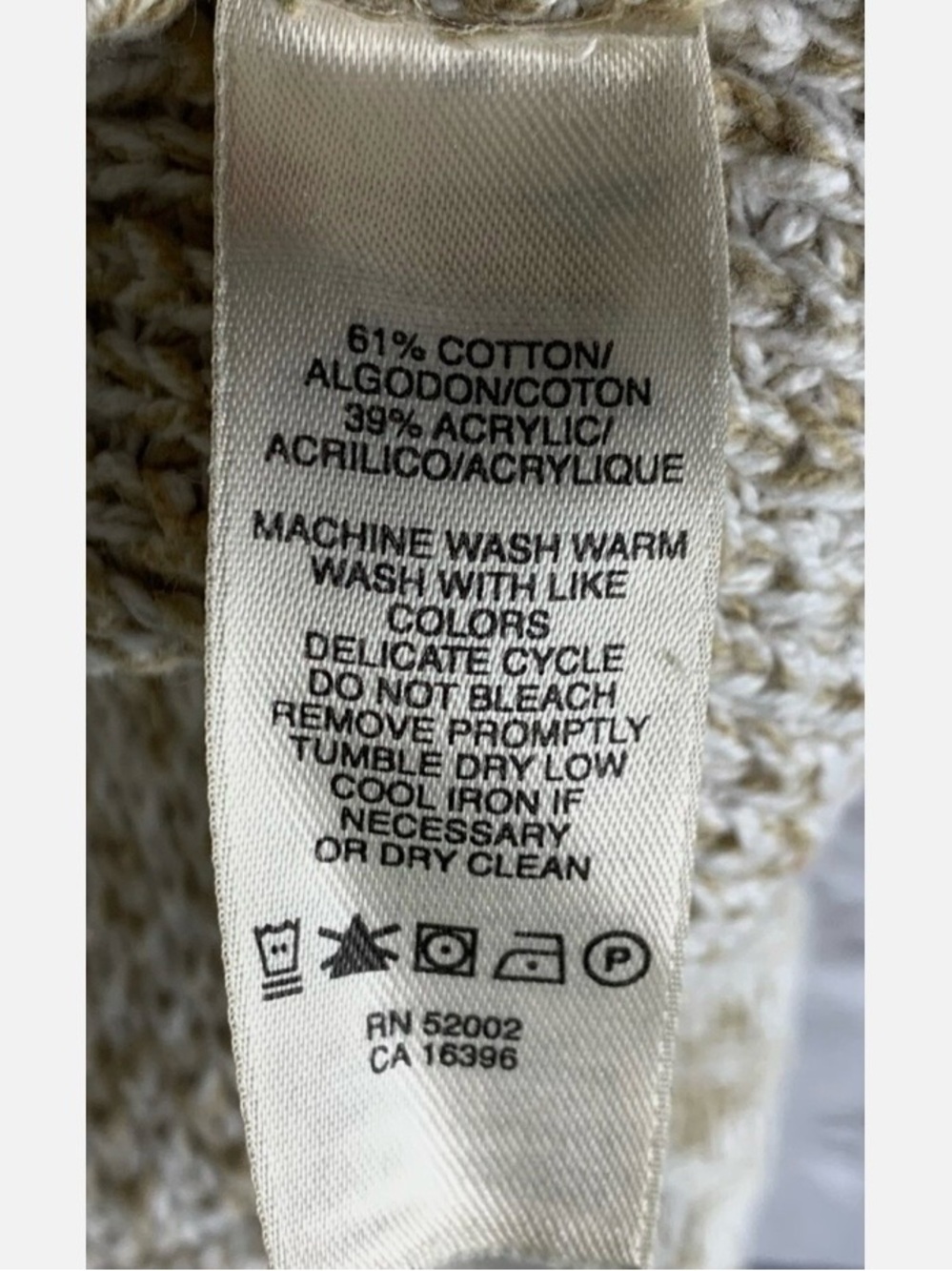 DKNY Beige Marled Cable Shawl-Collar Sweater - Picture 8 of 8